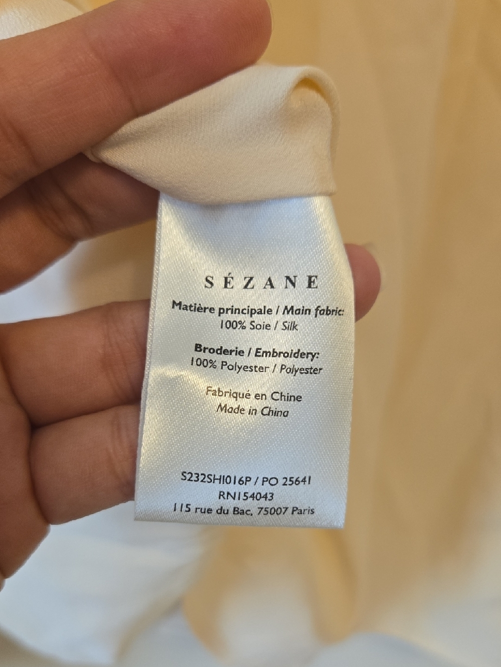 Sezane Vito Rosey Beige 100% Silk Shirt - Picture 12 of 13